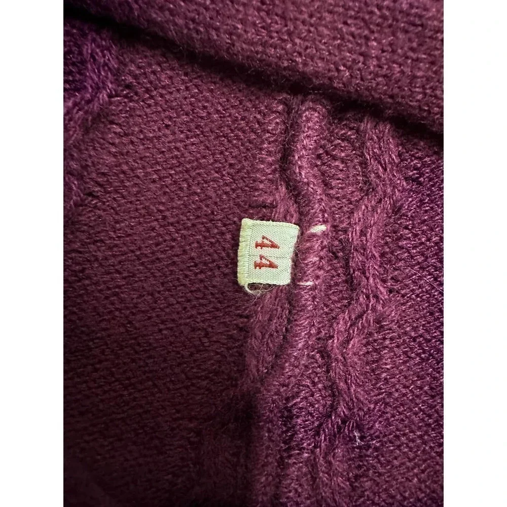 70s VTG Lace Up Front Cable Knit Sweater Skirt Plum Ankle Length Sz S/M